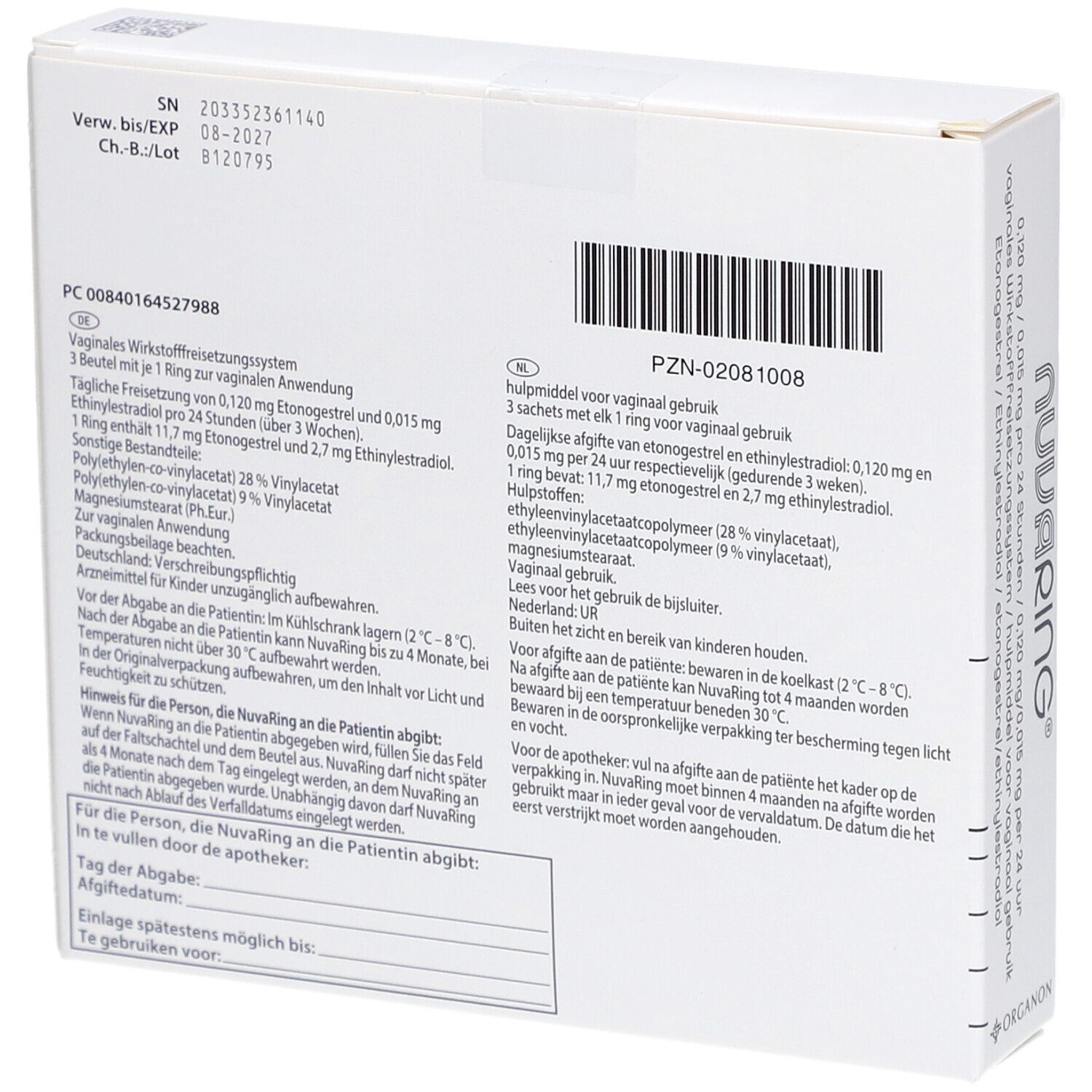 NuvaRing® 0,120 mg/0,015 mg pro 24 Stunden