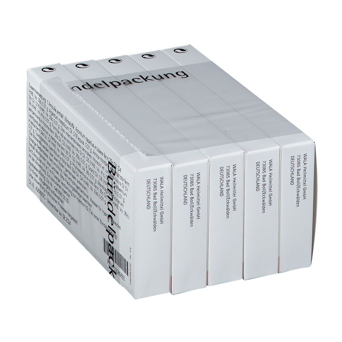 WALA® Disci/Rhus Tox. comp. Amp. Packung. Mehrere kleine weiße Schachteln in Folie. Aufschrift: Bündelpackung.