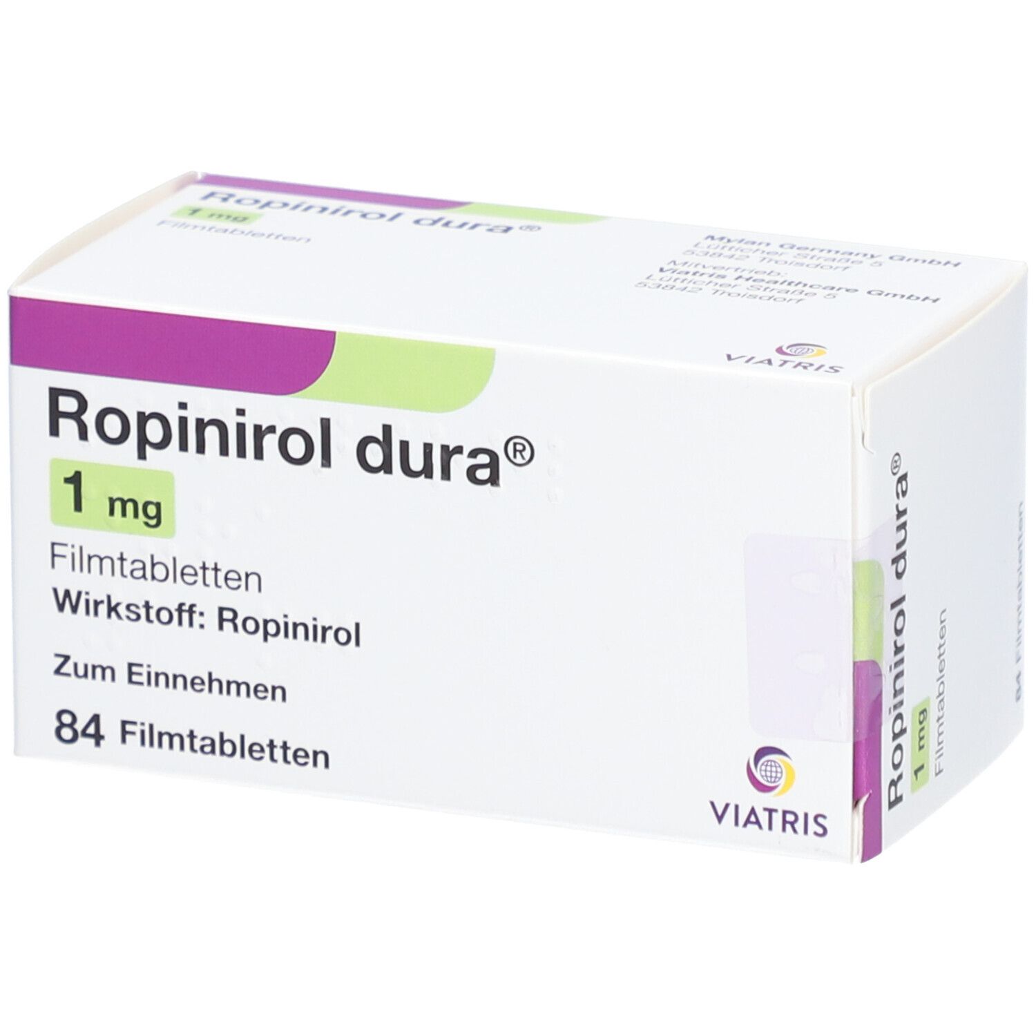 Ropinirol dura 1 mg Filmtabletten 84 St