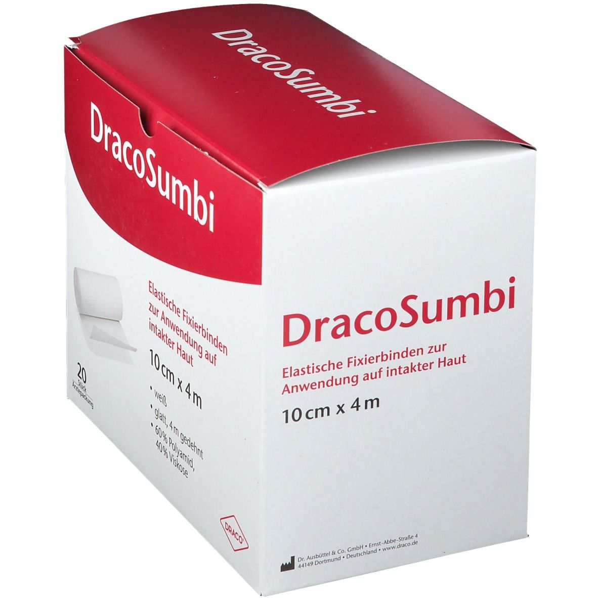 Dracosumbi Fixierbinde 10 cm x 4 m weiß