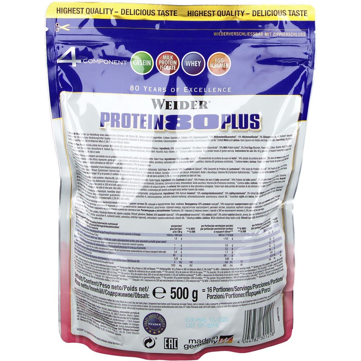 Weider® Protein 80 Plus, Erbeere, Pulver