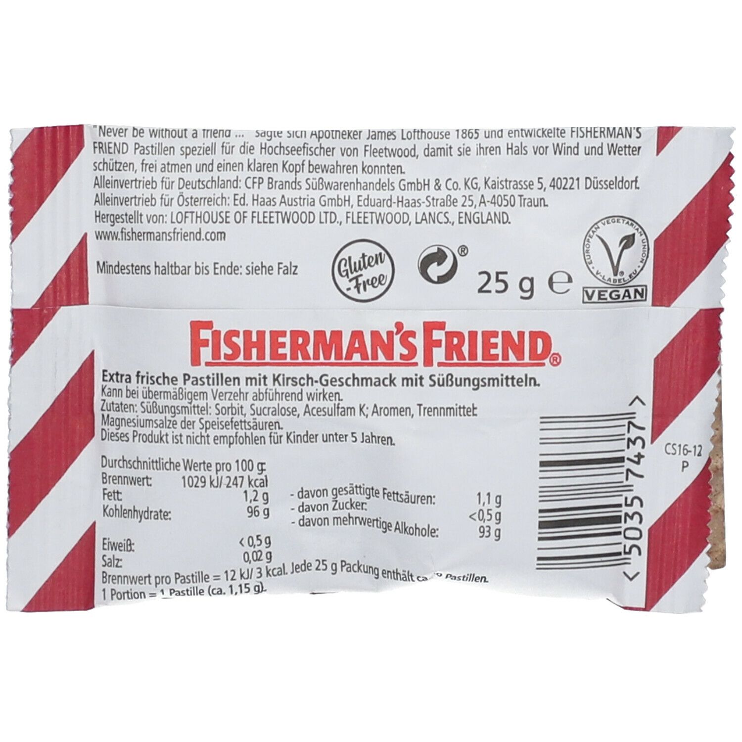 Fishermans Friend Cherry ohne Zucker Pastillen 25 g