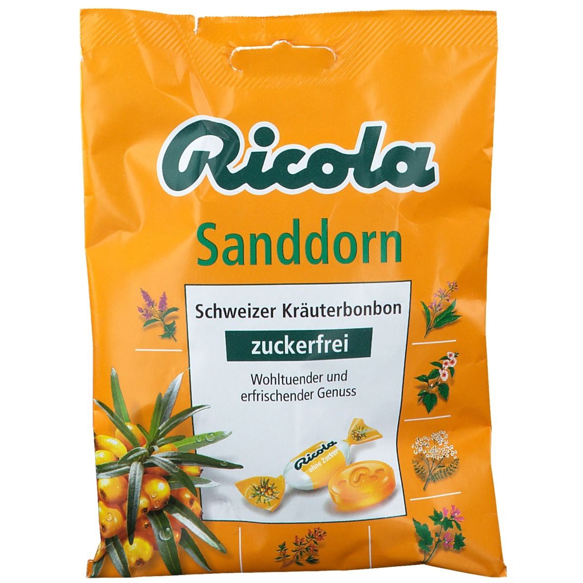 Ricola® Schweizer Kräuterbonbons Sanddorn ohne Zucker
