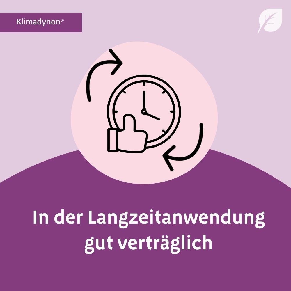 Uhr-Symbol mit Daumen-hoch-Geste und Pfeilen, steht für Langzeitanwendung.