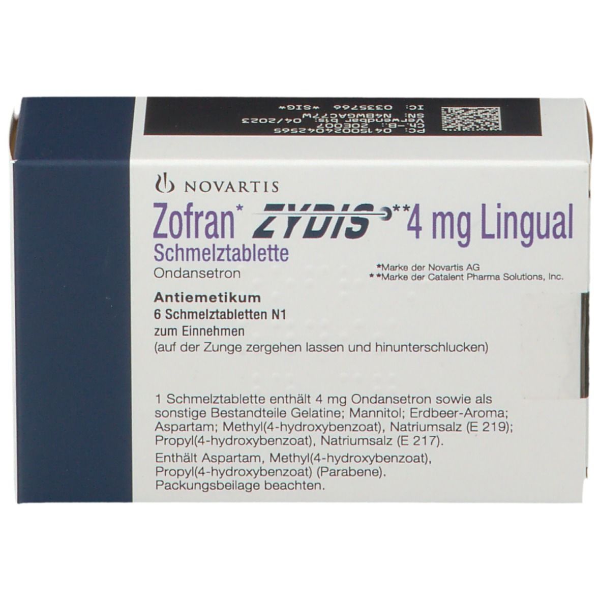 Zofran 4 mg Zydis Lingual