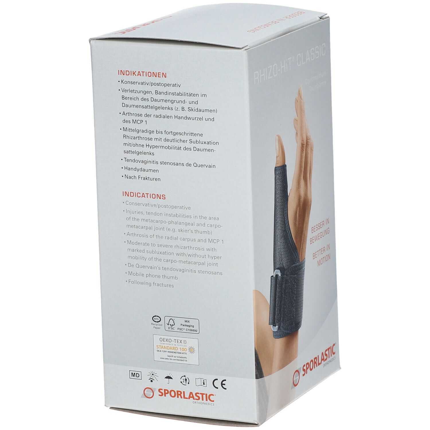 Rhizo-Hit Classic Daumeorthese Gr. M schwarz
