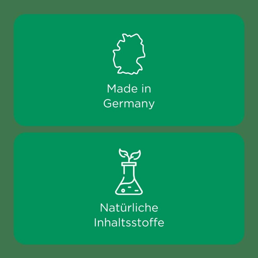 Grafik mit Text: Made in Germany und Natürliche Inhaltsstoffe.