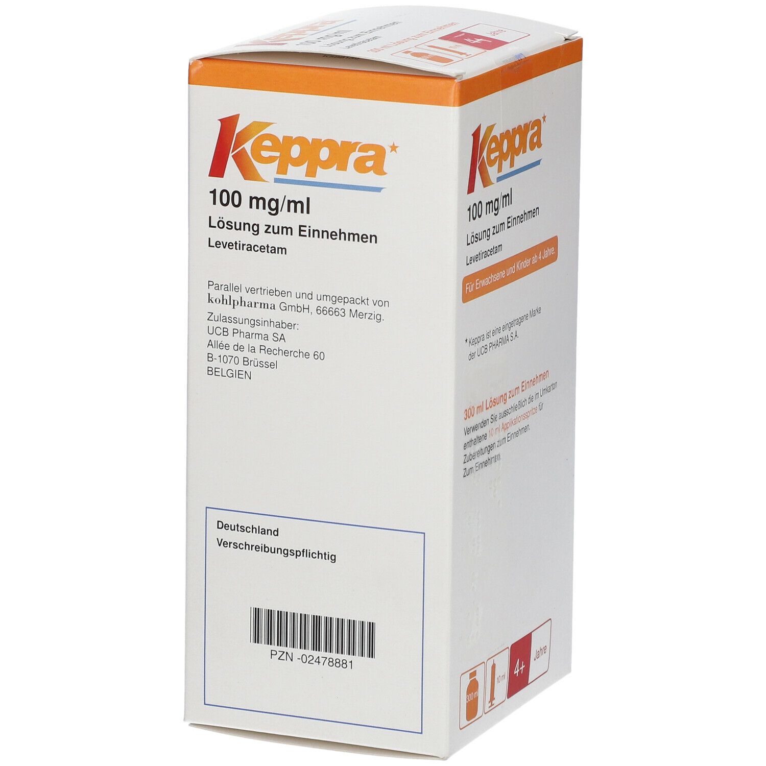 Keppra 100 mg/ml Lsg.z.Einnehmen 10ml Dos.Pipette 300 ml Lösung zum Einnehmen