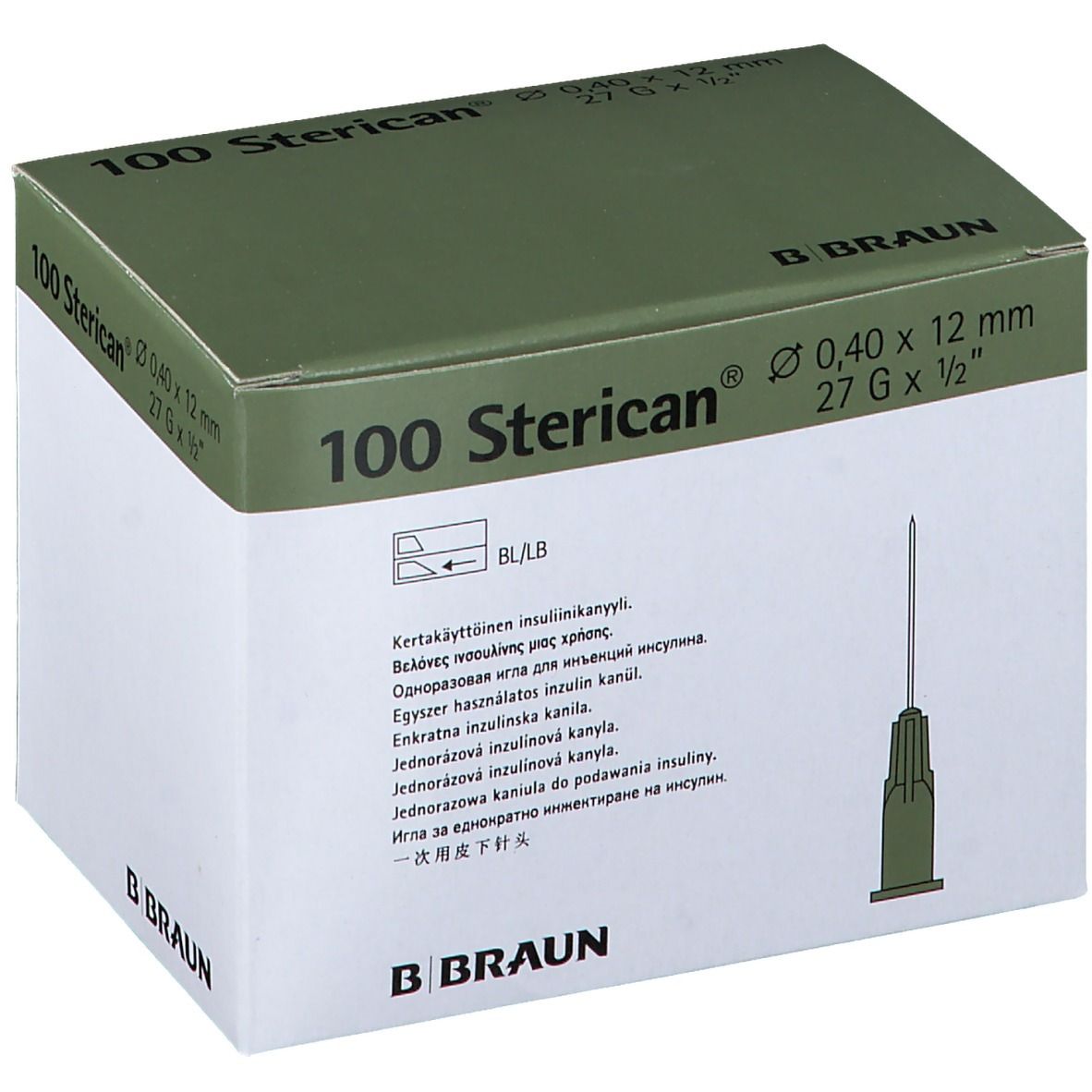 Sterican® Insulinkanüle G27 x 1/2 Zoll 0,40 x 12 mm grau