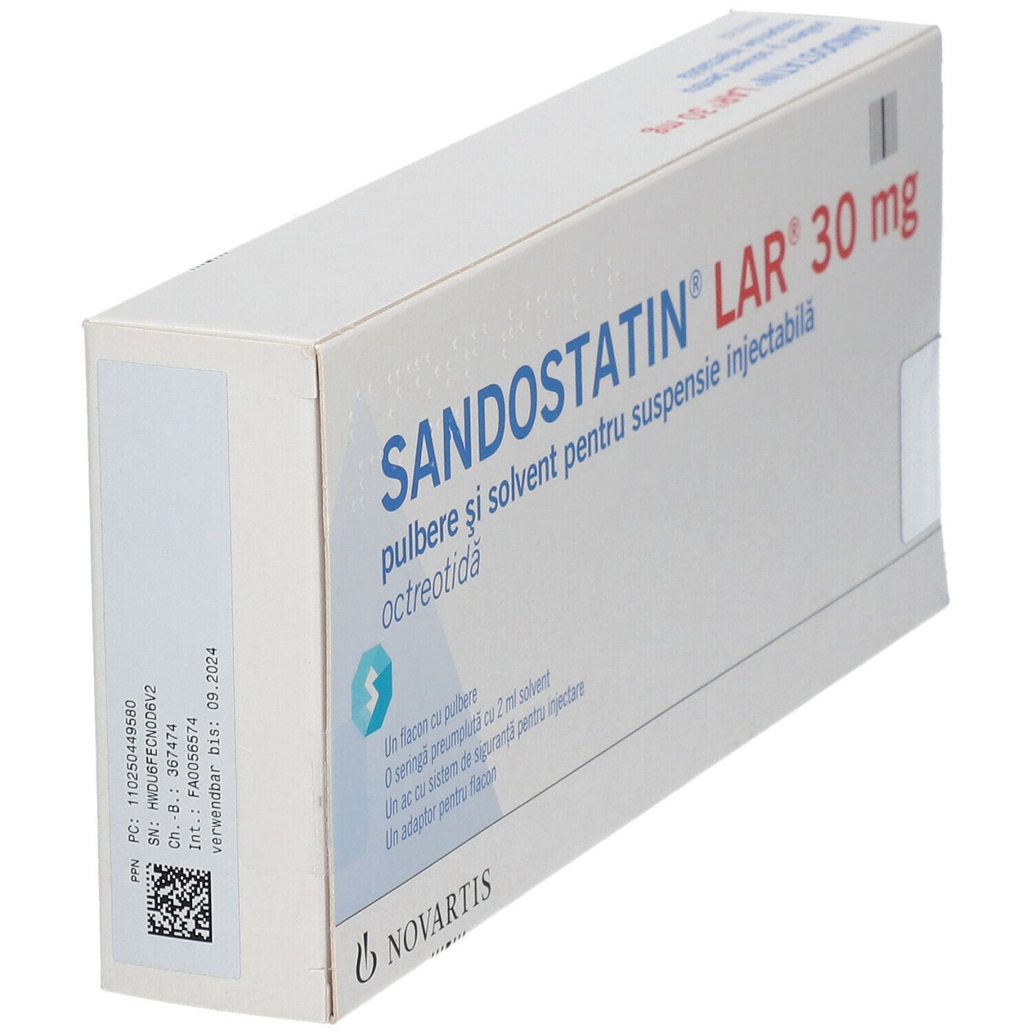 Sandostatin LAR-Monatsdepot 30 mg Tr.-Sub.m.L.-M. 1 St Trockensubstanz mit Lösungsmittel