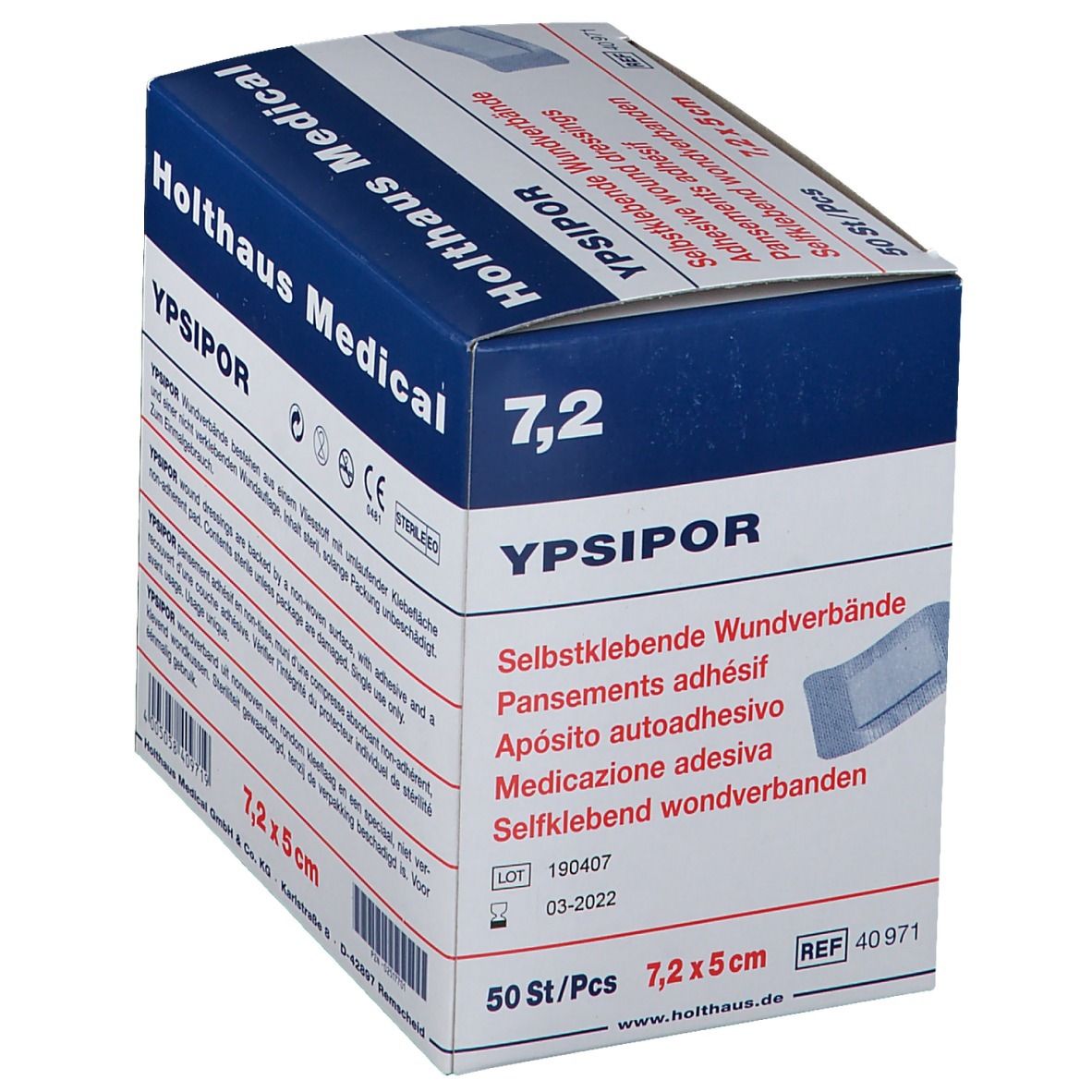 YPSIPOR Wundverband steril 7,2 cm x 5 cm