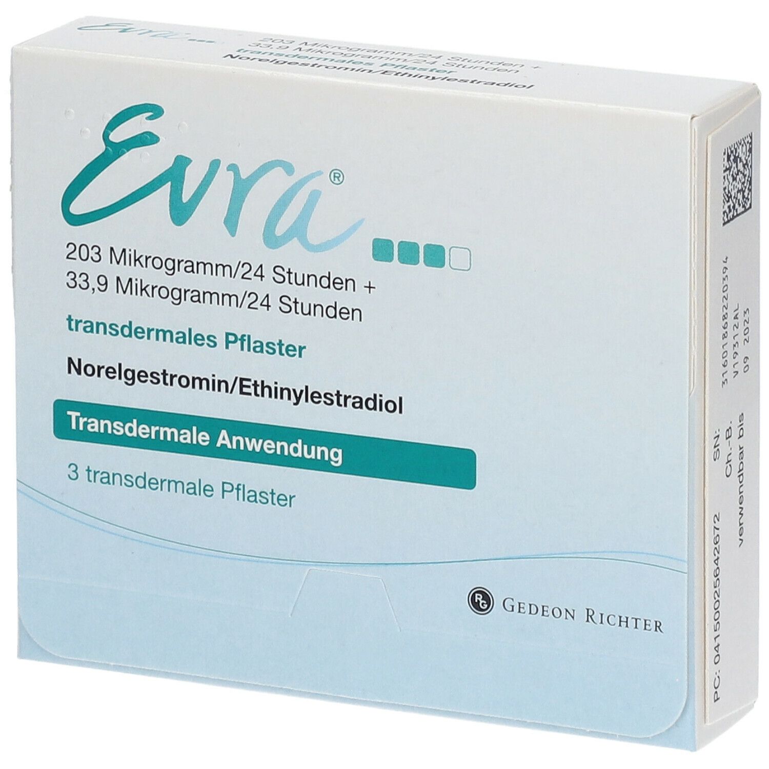 Evra ® 203 µg/24 Stunden + 33,9 µg/24 Stunden 3 St - shop-apotheke.com.