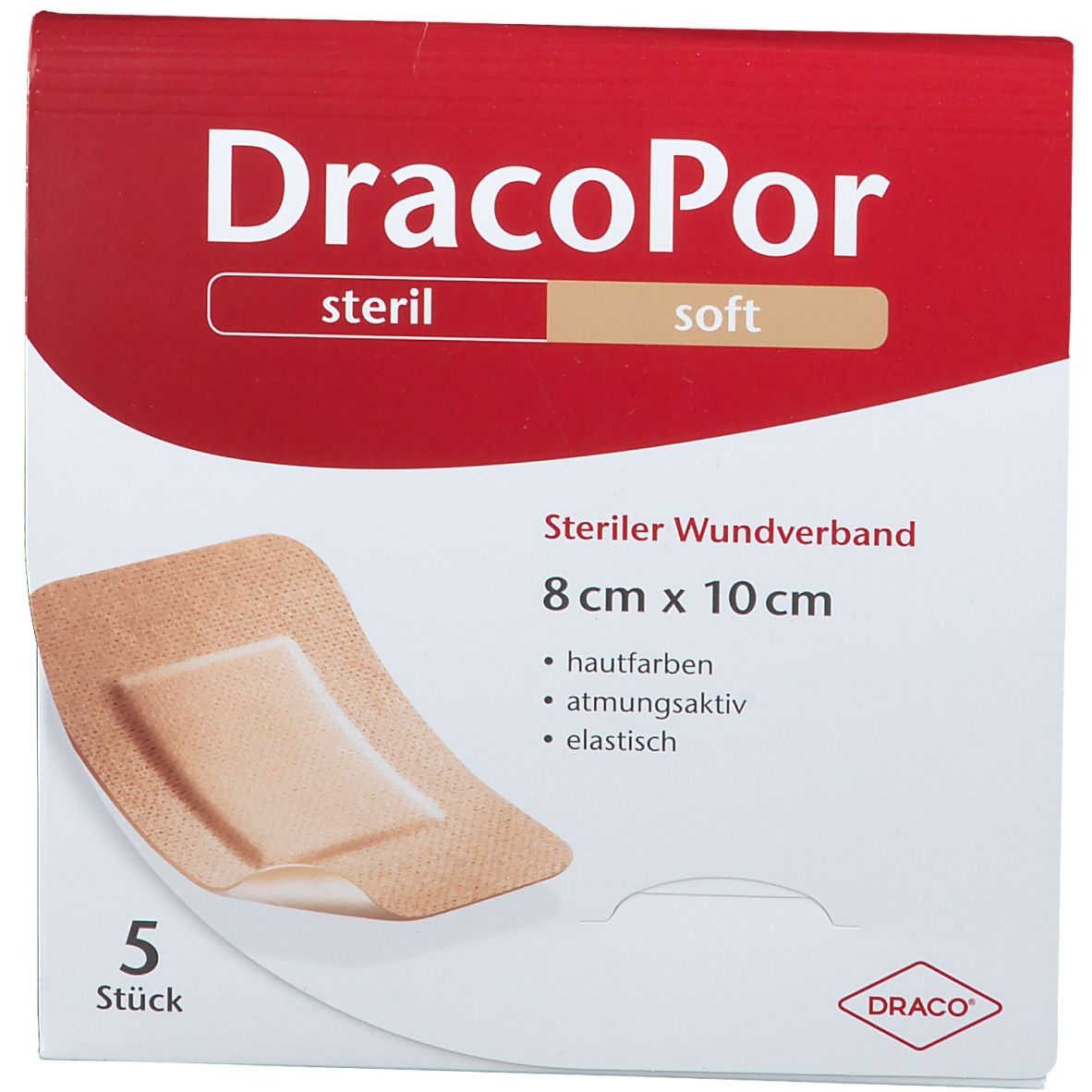 DracoPor Soft hautfarben 8 x 10 cm steril