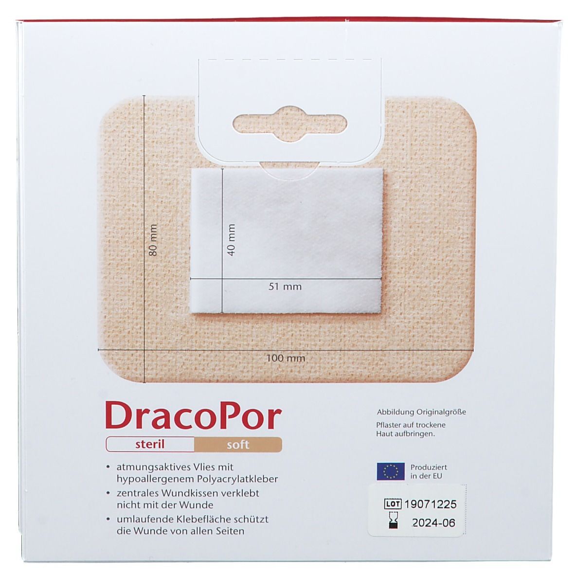DracoPor Soft hautfarben 8 x 10 cm steril
