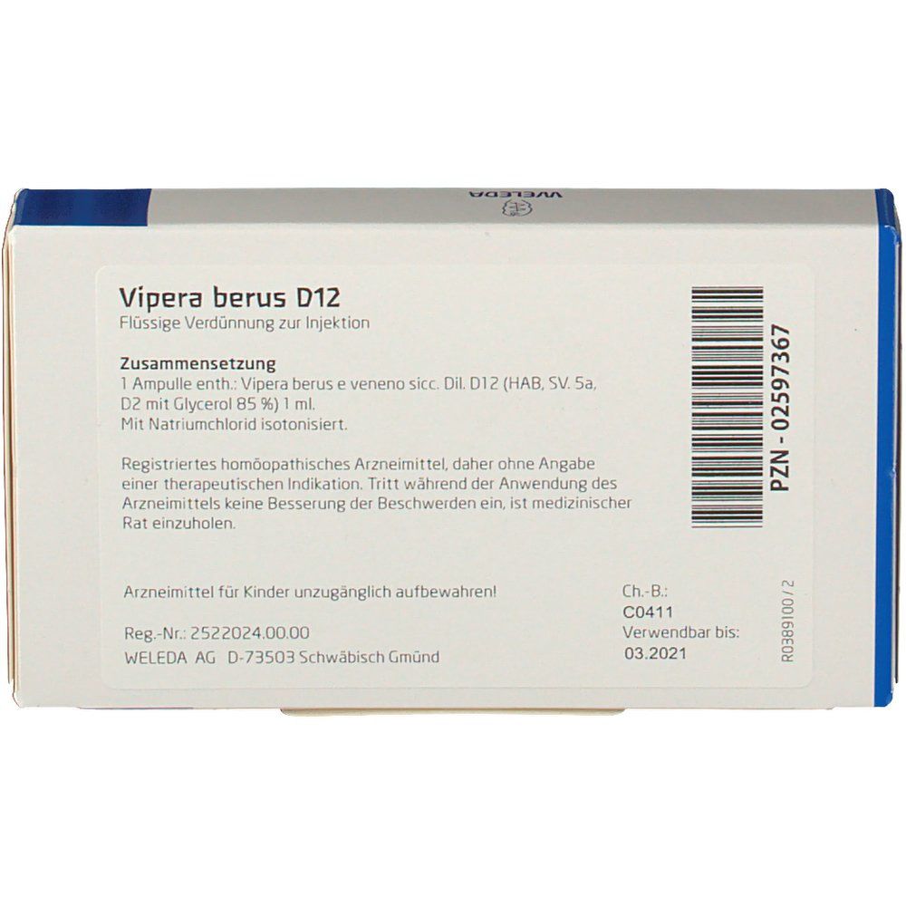 Vipera Berus D 12 Ampullen 8x1 ml