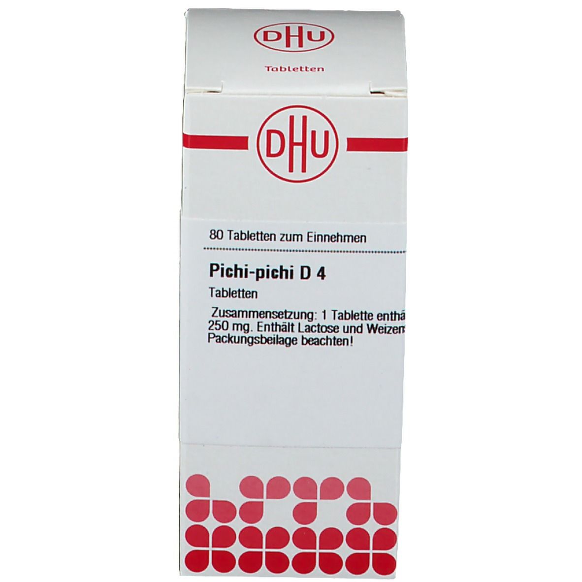 Karton mit DHU-Logo und Produktinformationen. Produktname und Tablettenanzahl deutlich sichtbar.