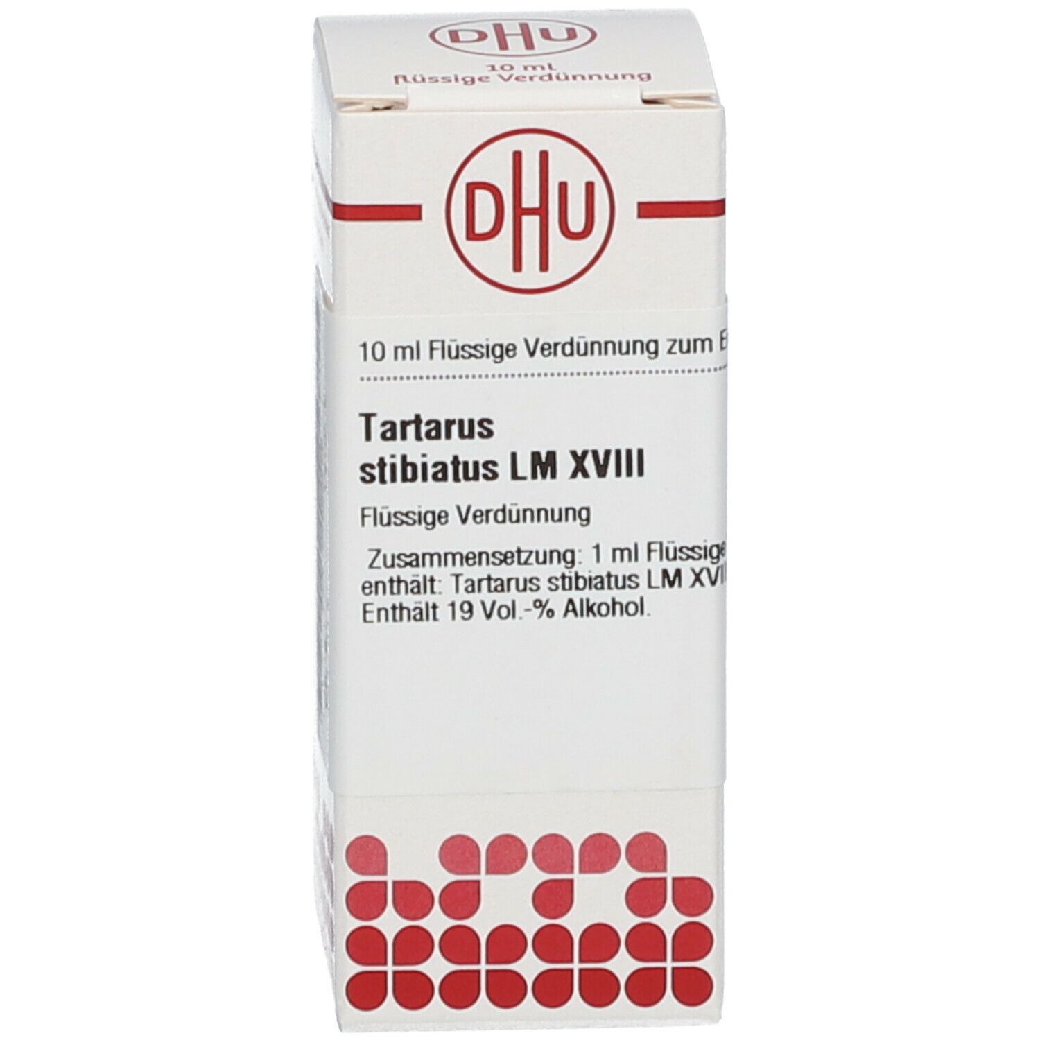 Karton mit Beschriftung: DHU, Tartarus stibiatus LM XVIII, 10 ml Flüssige Verdünnung.