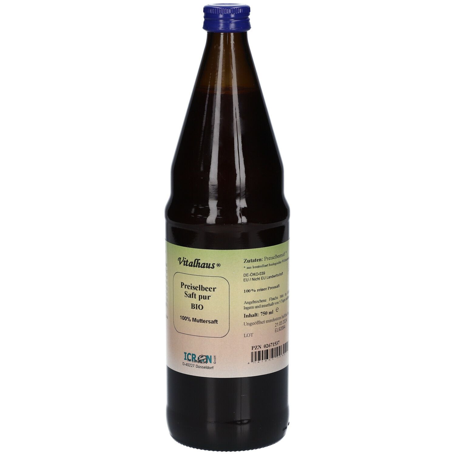 Vitalhaus® Preiselbeer-Saft pur BIO