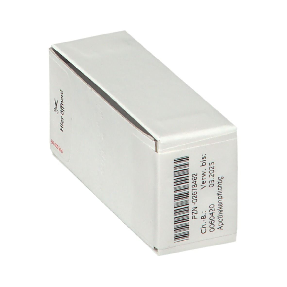 Weiße Schachtel mit Barcode und Verfallsdatum. Enthält Natrium carbonicum LM XII Streukügelchen. Apothekenpflichtig.