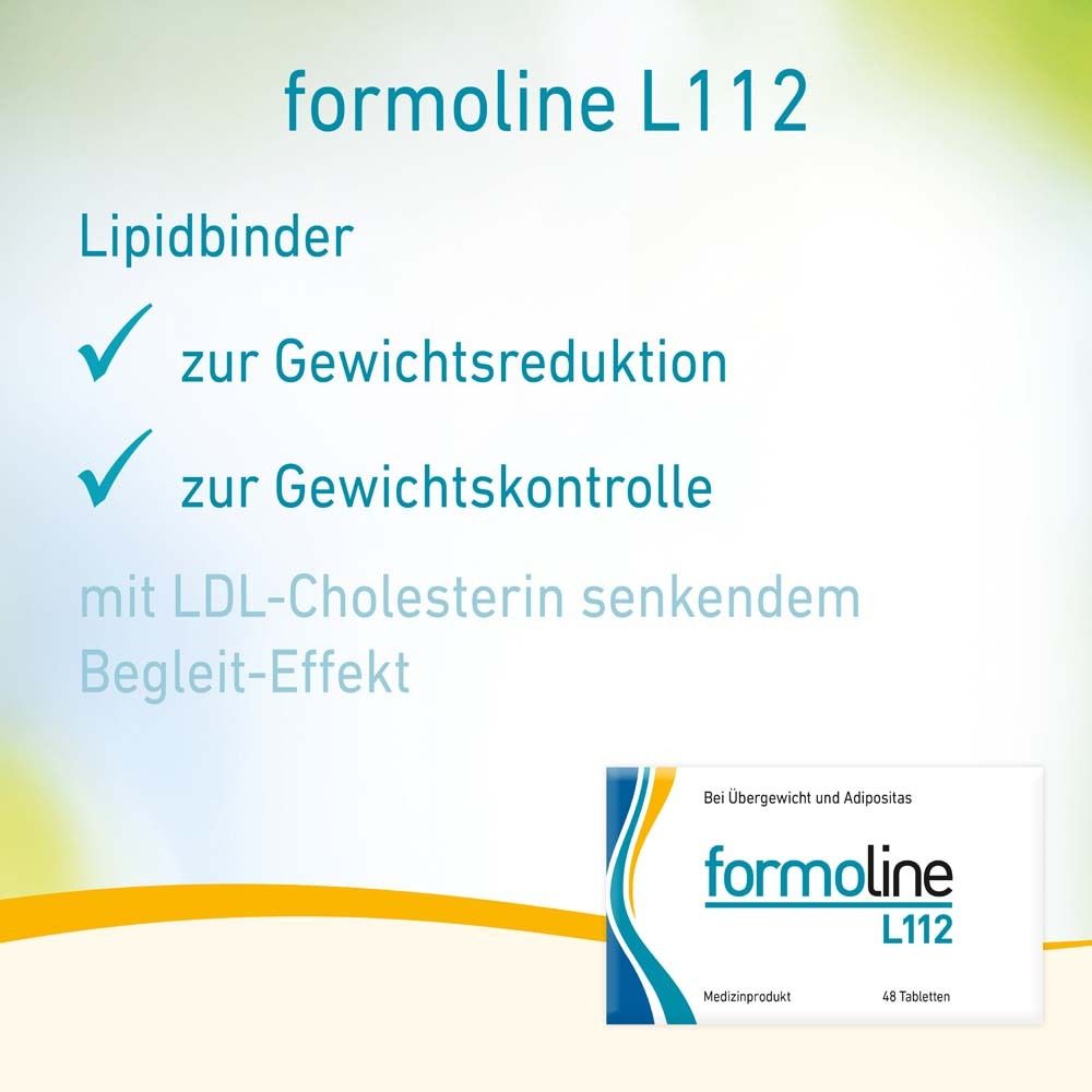 Grafik mit Informationen zu formoline L112. Lipidbinder. Zur Gewichtsreduktion und -kontrolle.
