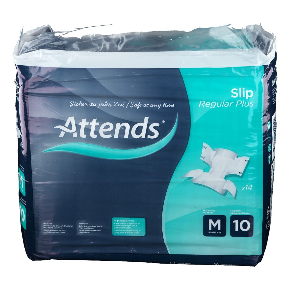 Adult diaper, Attends Slip Regular Plus 10 2900ml – 3200ml