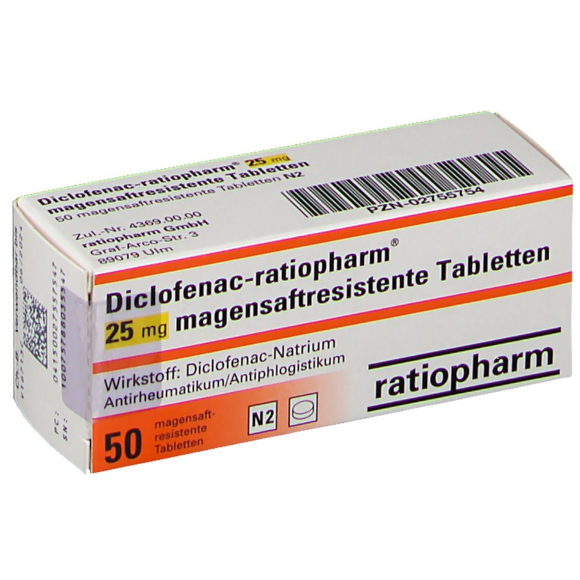 Diclofenac-ratiopharm® 25 mg 50 St - shop-apotheke.com