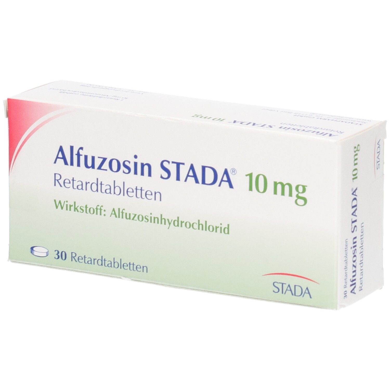 Verpackung Alfuzosin STADA 10 mg Retardtabletten, 30 Stück.