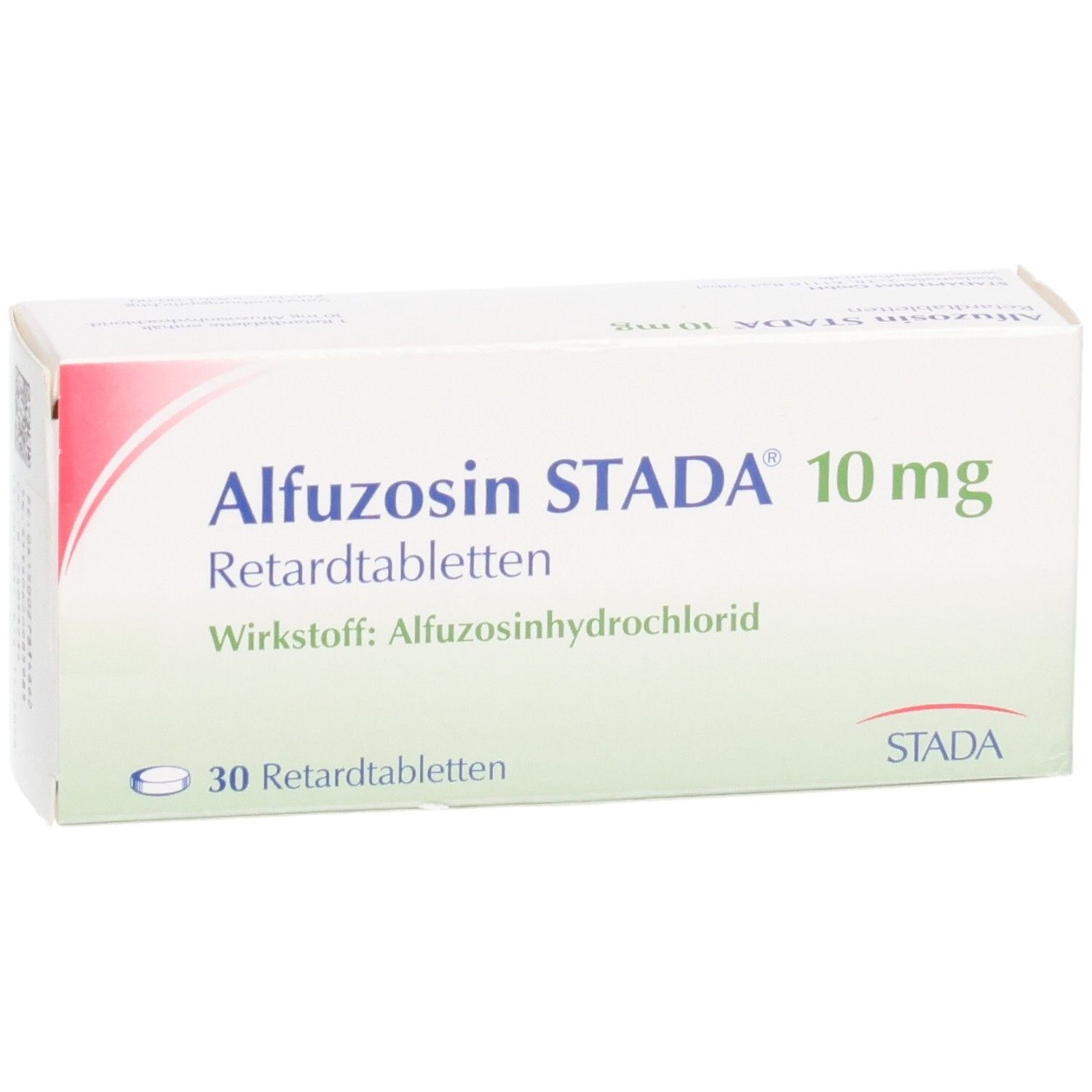 Verpackung Alfuzosin STADA 10 mg Retardtabletten, 30 Stück, mit STADA Logo.