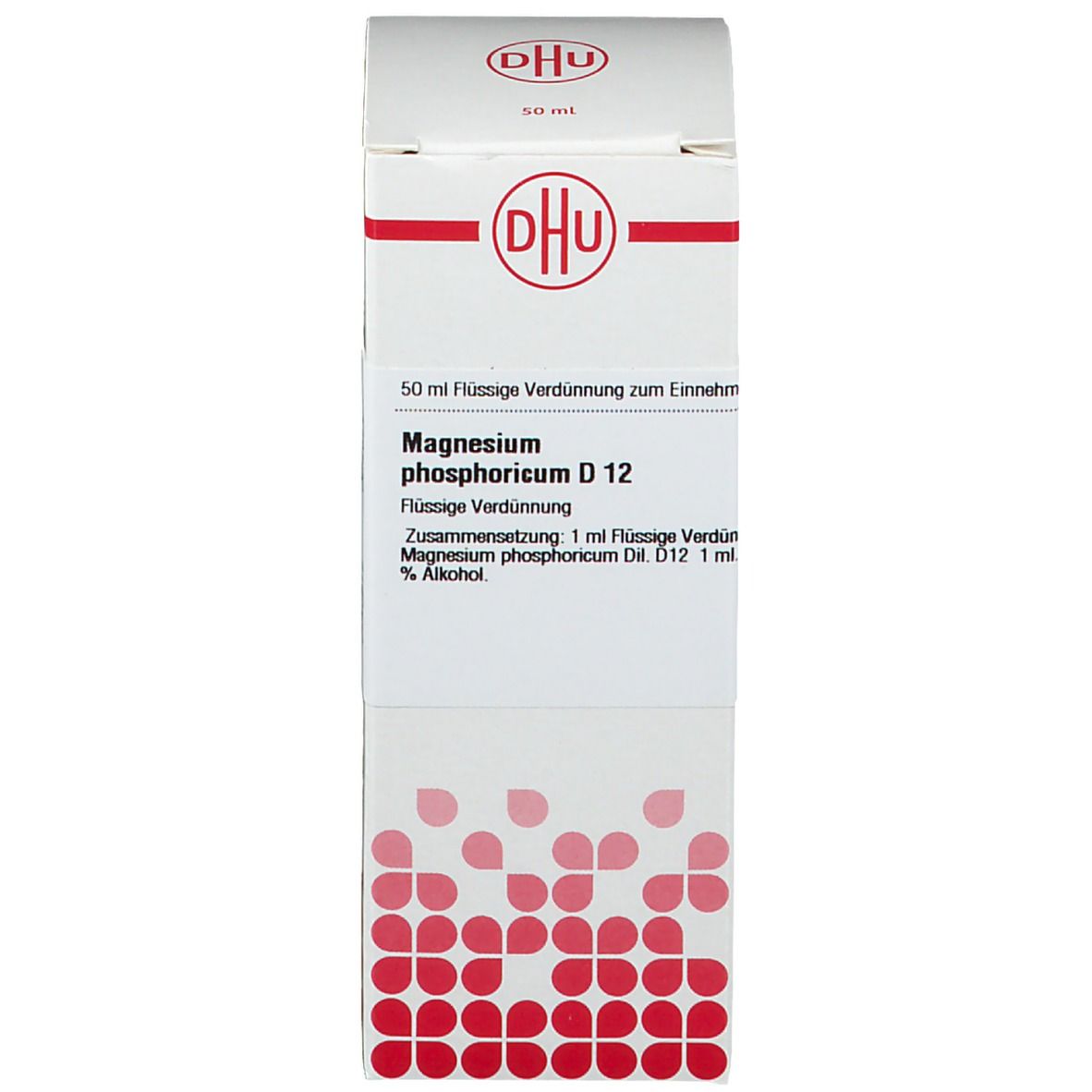 Karton mit Aufschrift: DHU Magnesium phosphoricum D12. Flasche nicht sichtbar.