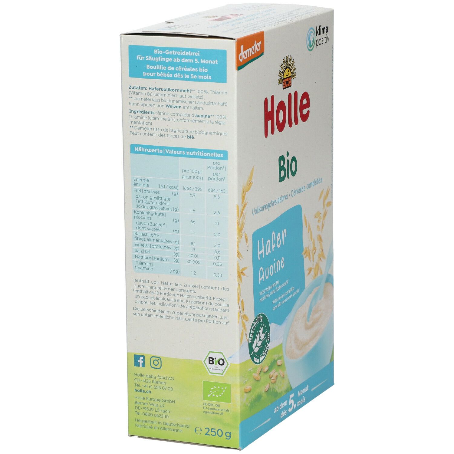 Holle Bio Babybrei Hafer 250 g Brei