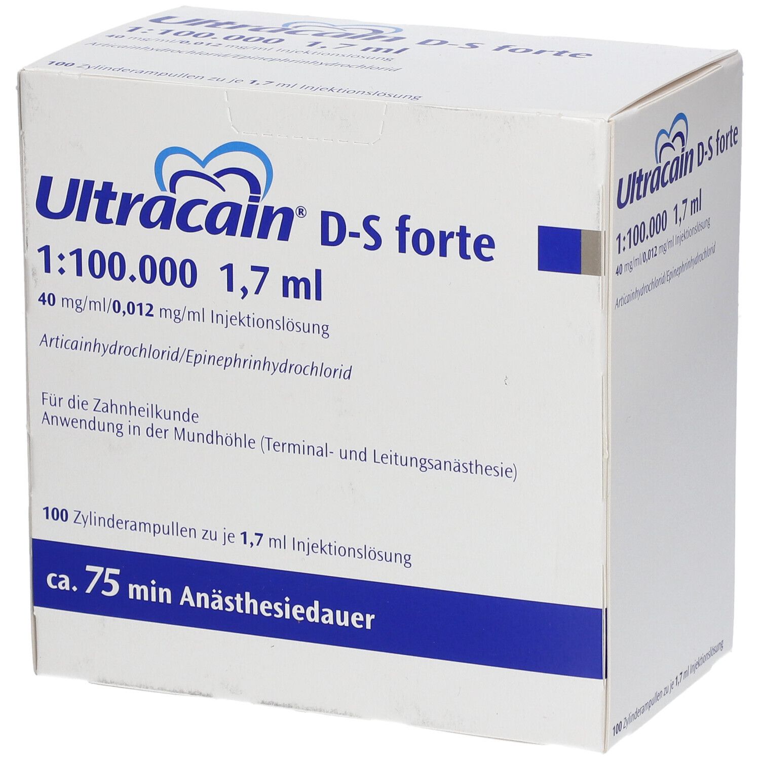 Ultracain D-S forte 1:100.000 f.d.Zahnh.Zyl.-Amp. 100x1,7 ml Zylinderampullen