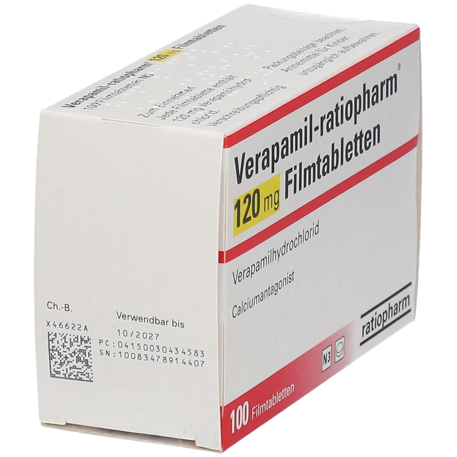 VERAPAMIL-ratiopharm 120 mg Filmtabletten 100 St