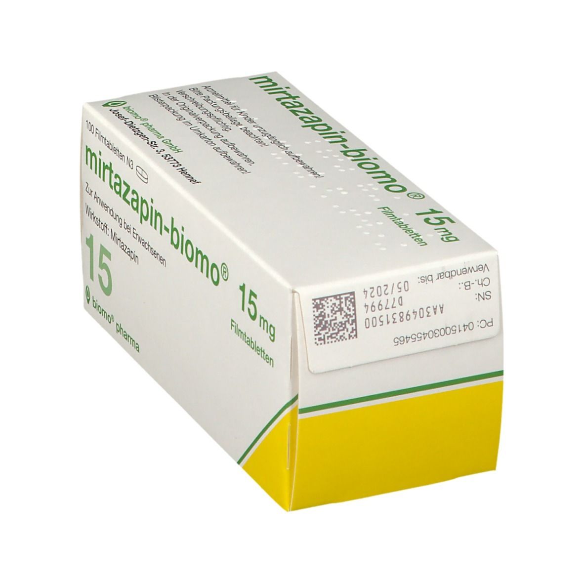 MIRTAZAPIN-biomo 15 mg Filmtabletten 100 St