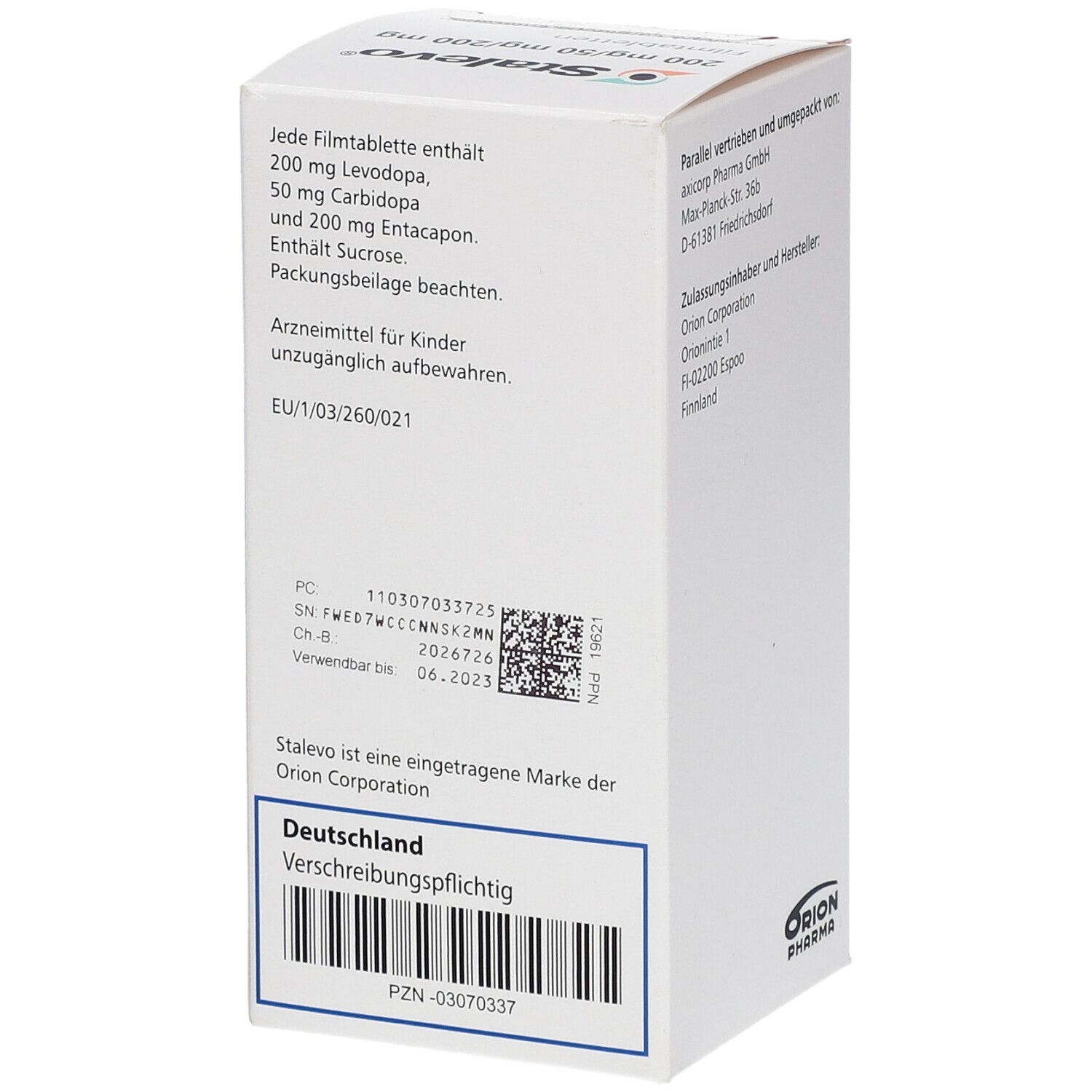 Stalevo 200 mg/50 mg/200 mg