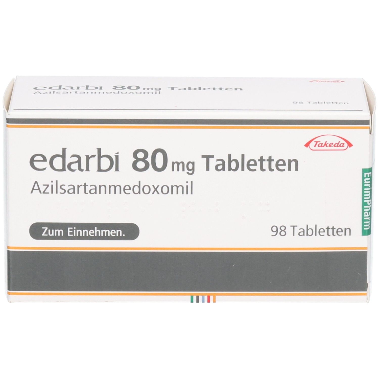 Vorderseite der Edarbi 80 mg Tabletten Schachtel.