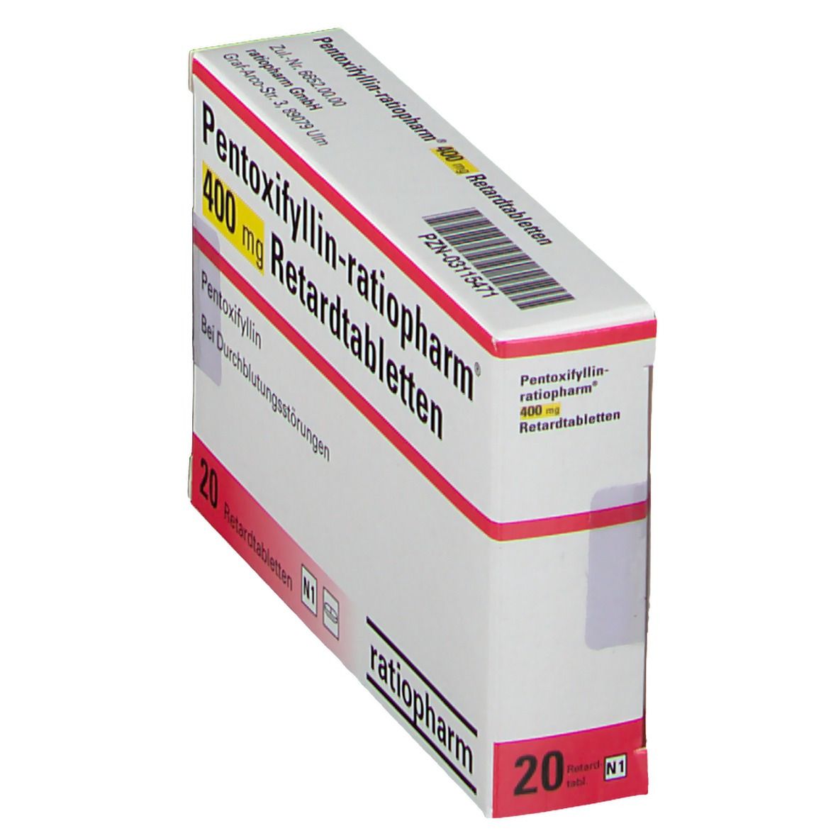 PENTOXIFYLLIN-ratiopharm 400 mg Retardtabletten 20 St Retard-Tabletten