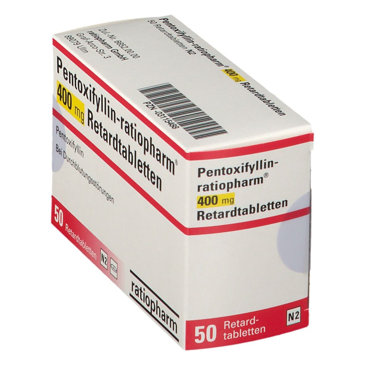 PENTOXIFYLLIN-ratiopharm 400 mg Retardtabletten 50 St Retard-Tabletten