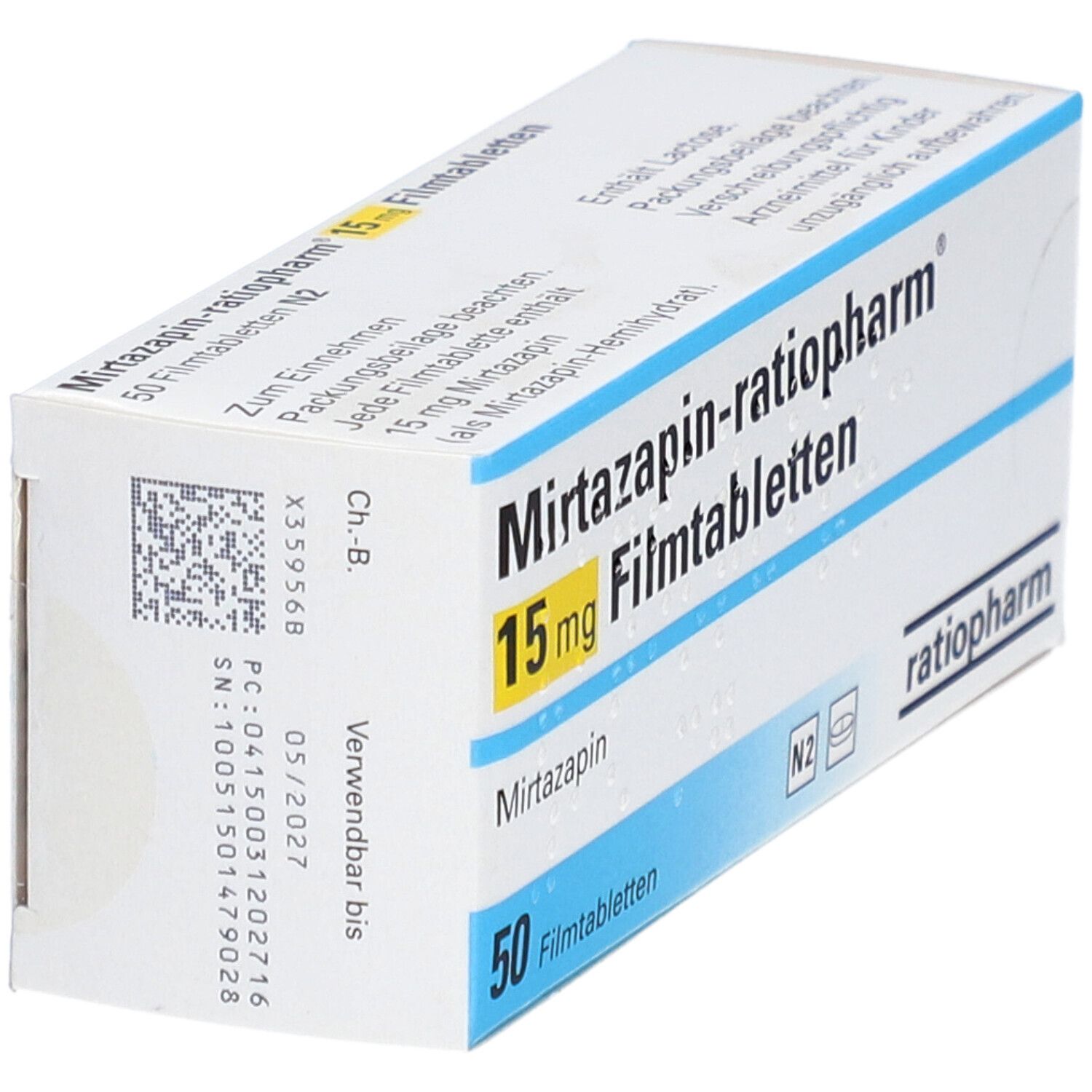 MIRTAZAPIN-ratiopharm 15 mg Filmtabletten 50 St