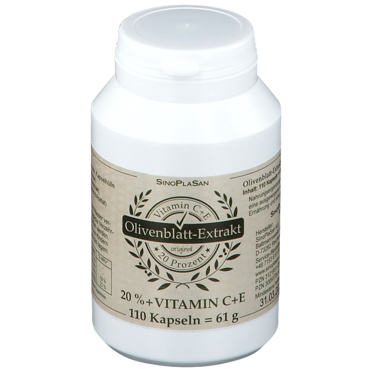 SinoPlaSan Olivenblatt-Extrakt 20% + Vitamin C+E Kapseln