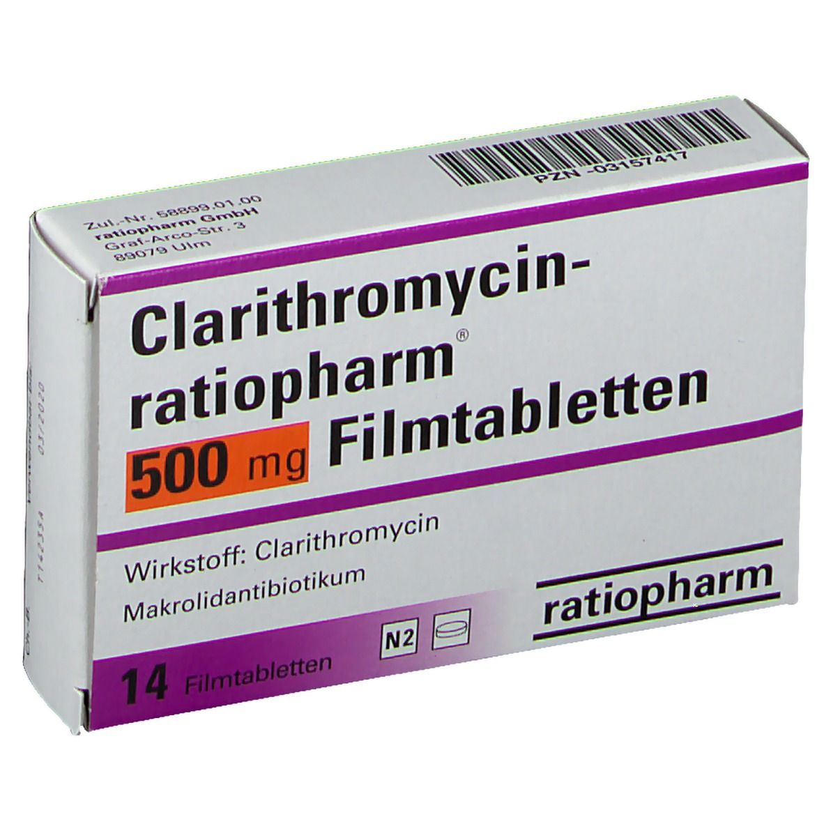 CLARITHROMYCIN ratiopharm® 500 mg Filmtabletten