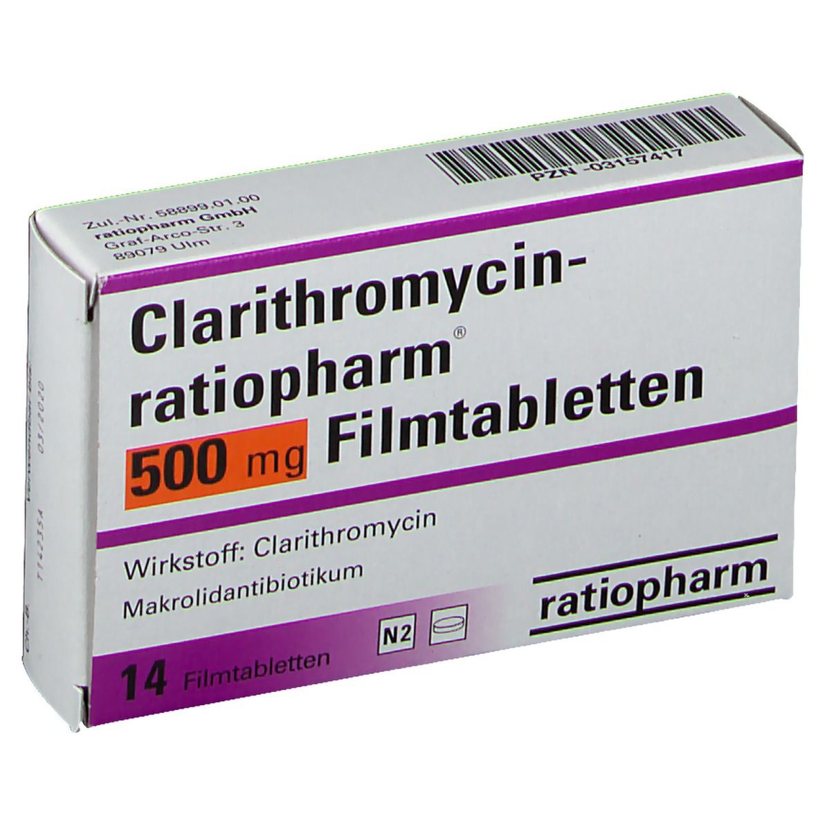 CLARITHROMYCIN ratiopharm® 500 mg Filmtabletten