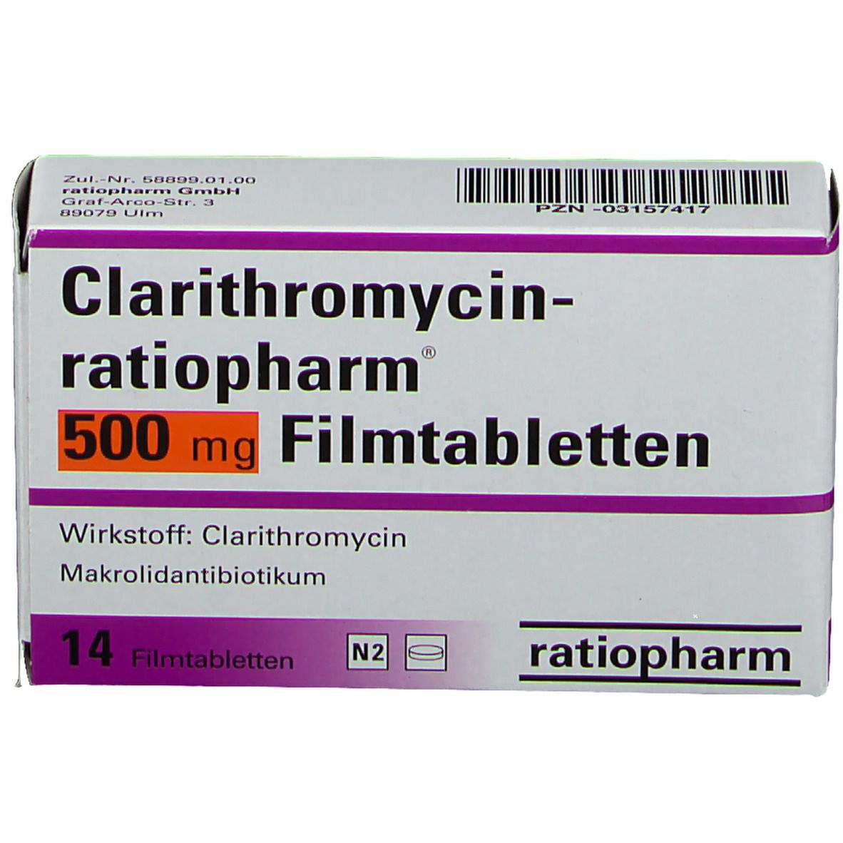 CLARITHROMYCIN ratiopharm® 500 mg Filmtabletten