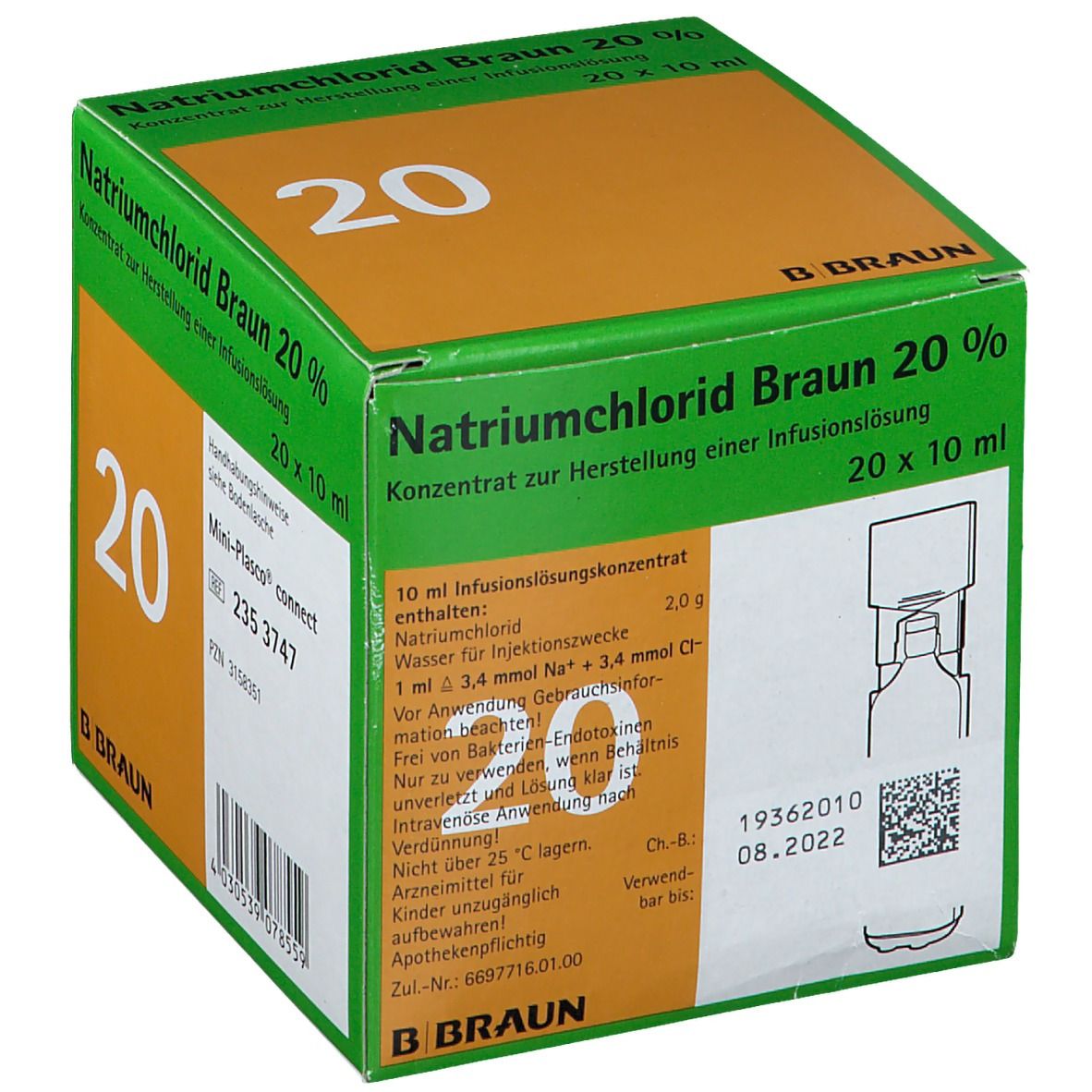 Natriumchlorid Braun 20 %, Mini-Plasco® connect