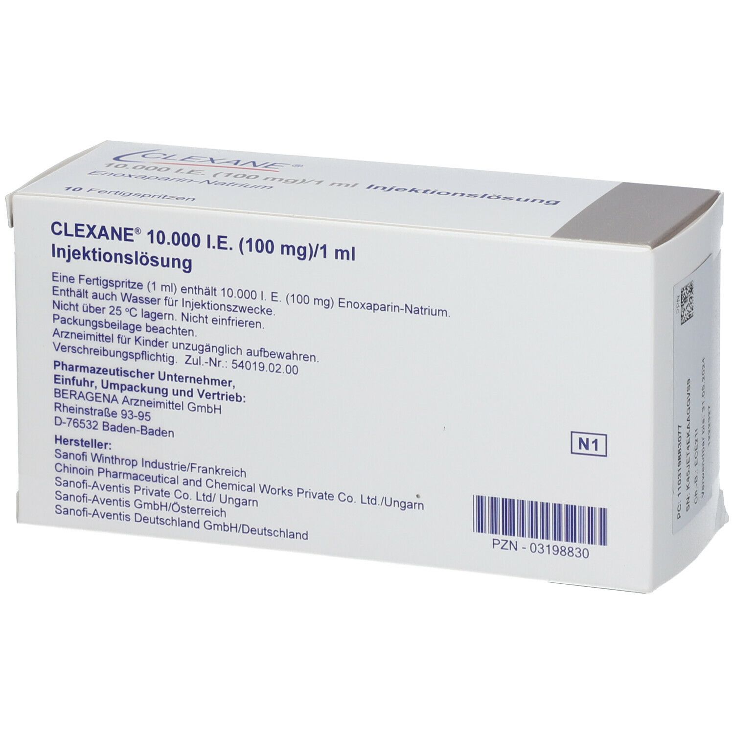 Clexane 10.000 I.E. 100 mg/ml