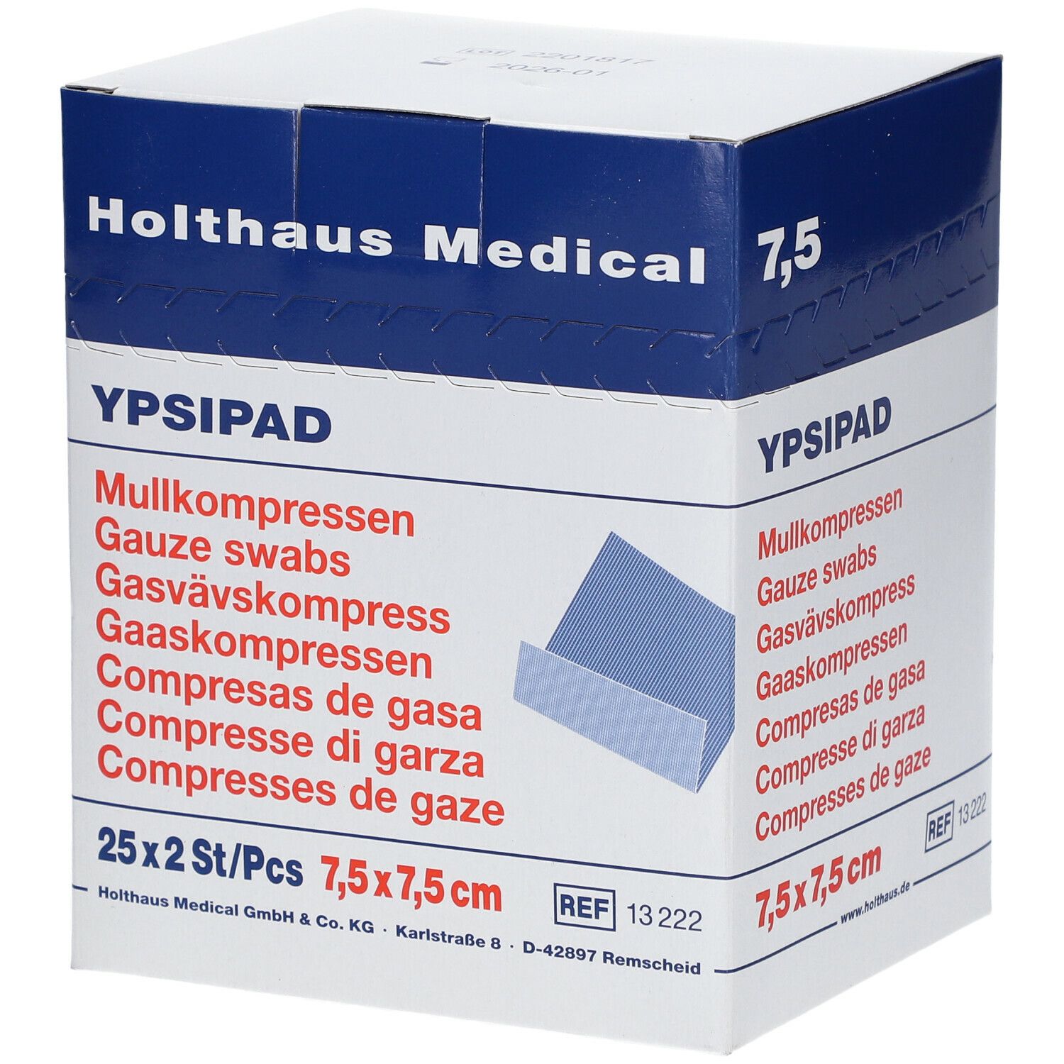 Mullkompressen Ypsipad 7,5x7,5 cm steril 8-fach