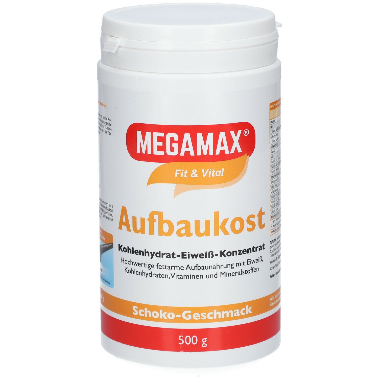 MEGAMAX® Fit & Vital Aufbaukost Kohlenhydrat-Eiweiß-Konzentrat Schoko-Geschmack