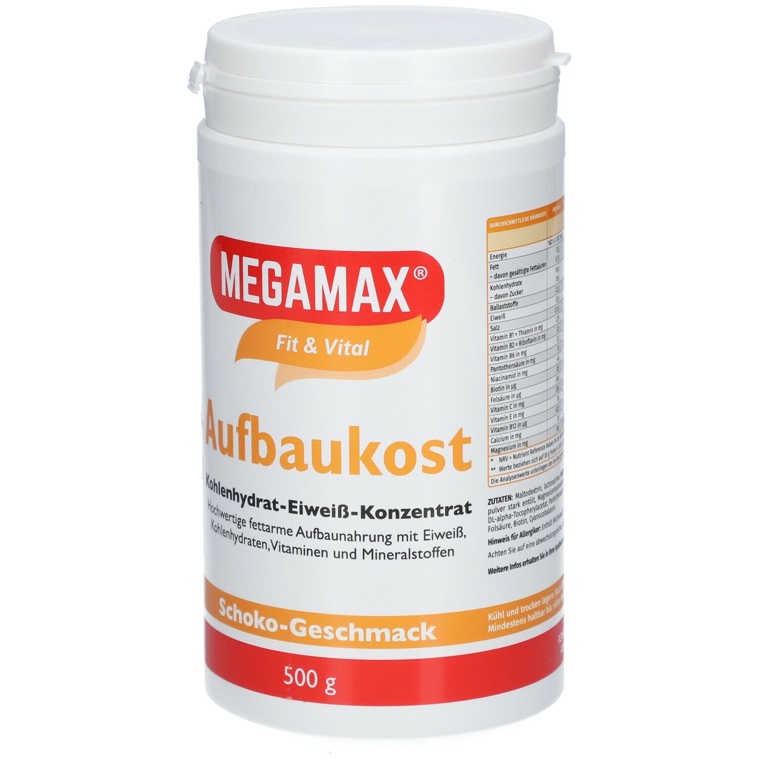 MEGAMAX® Fit & Vital Aufbaukost Kohlenhydrat-Eiweiß-Konzentrat Schoko-Geschmack