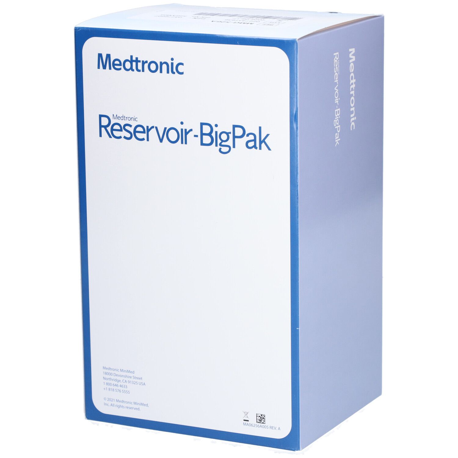 Medtronic Reservoir-BigPak Verpackung. Aufschrift: Reservoir und kostenfreie Batterien. Volumen: 1,8 ml.