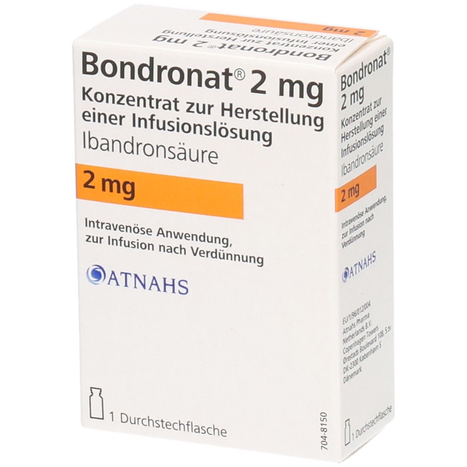 Verpackung von Bondronat 2 mg Konzentrat zur Herstellung einer Infusionslösung mit Ibandronsäure.