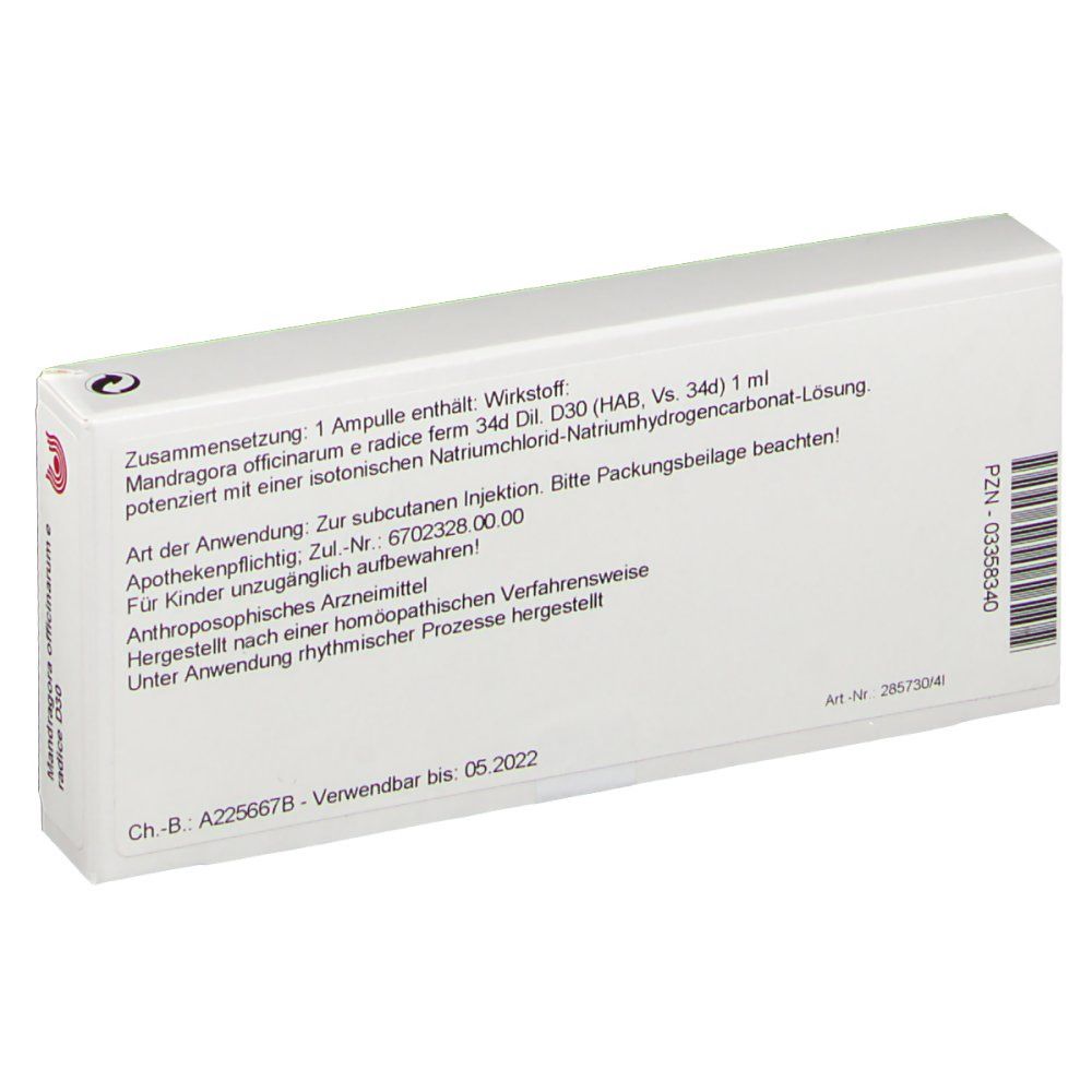 Rückseite der Schachtel. Text in deutscher Sprache. Enthält Informationen zu Inhaltsstoffen und Anwendung.